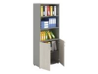 Офисный шкаф NW 2080/2 полузакрытый белое дерево/серый